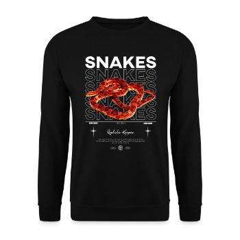 Kornnatter Moderne Streetwear Reptilienhalterin - Unisex Pullover - Schwarz - Vorne - Alina (178cm) & Michal (187cm)