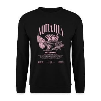 Poisson-lion marin gardien de poisson moderne streetwear - Sweat-shirt Unisexe - noir - Devant - Alina (178cm) & Michal (187cm)