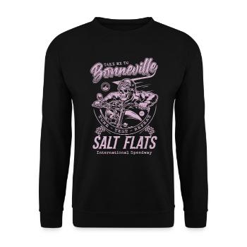 Bonneville Salt Flats Motorradrennen Vintage - Unisex Pullover - Schwarz - Vorne - Alina (178cm) & Michal (187cm)