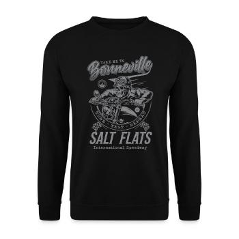 Bonneville Salt Flats Motorradrennen Vintage - Unisex Pullover - Schwarz - Vorne - Alina (178cm) & Michal (187cm)