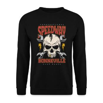 Bonneville Salt Flats Voiture de course rétro vintage - Sweat-shirt Unisexe - noir - Devant - Alina (178cm) & Michal (187cm)