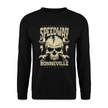 Bonneville Salt Flats Voiture de course rétro vintage - Sweat-shirt Unisexe - noir - Devant - Alina (178cm) & Michal (187cm)