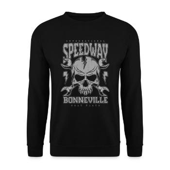 Bonneville Salt Flats Voiture de course rétro vintage - Sweat-shirt Unisexe - noir - Devant - Alina (178cm) & Michal (187cm)