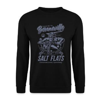 Bonneville Salt Flats Motorradrennen Vintage - Unisex Pullover - Schwarz - Vorne - Alina (178cm) & Michal (187cm)
