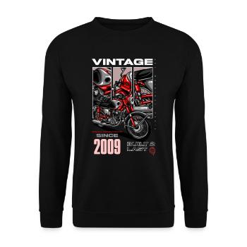 Moto Vintage Motards Motard Anniversaire 2009 - Sweat-shirt Unisexe - noir - Devant - Alina (178cm) & Michal (187cm)