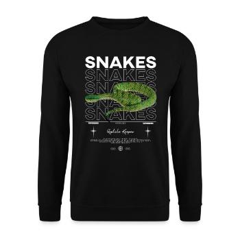 Temple Pit Viper Modern Streetwear Reptilienwärter - Unisex Pullover - Schwarz - Vorne - Alina (178cm) & Michal (187cm)