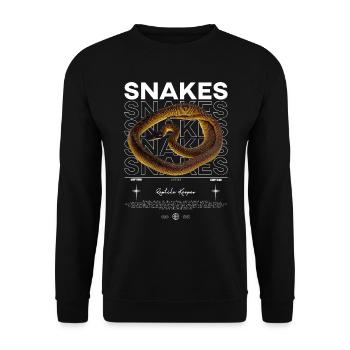 Weißlippige Python Moderner Reptilienhalter - Unisex Pullover - Schwarz - Vorne - Alina (178cm) & Michal (187cm)