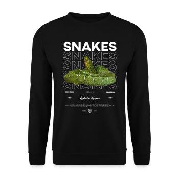 Smaragdbaum Boa Moderne Streetwear Reptilienhalterin - Unisex Pullover - Schwarz - Vorne - Alina (178cm) & Michal (187cm)