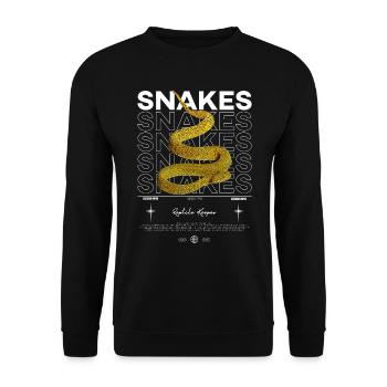 Wimpernviper Modern Streetwear Reptilienhalter - Unisex Pullover - Schwarz - Vorne - Alina (178cm) & Michal (187cm)