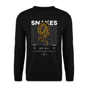 Ball Python Modern Streetwear Reptilienhalter - Unisex Pullover - Schwarz - Vorne - Alina (178cm) & Michal (187cm)