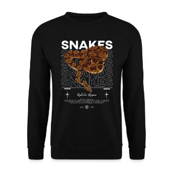 Salmon Boa Snake Modern Streetwear Reptile Keeper - Unisex Sweatshirt - black - Front - Alina (178cm) & Michal (187cm)