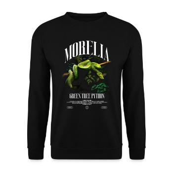 Green Tree Python moderne Streetwear Reptile gardien - Sweat-shirt Unisexe - noir - Devant - Alina (178cm) & Michal (187cm)