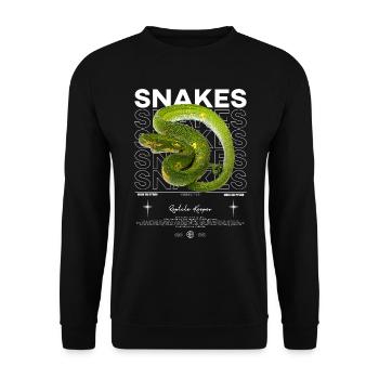 Green Tree Python moderne Streetwear Reptile gardien - Sweat-shirt Unisexe - noir - Devant - Alina (178cm) & Michal (187cm)