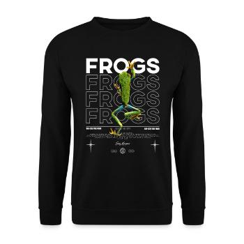 Rotäugiger Laubfrosch Streetwear Froschhüter - Unisex Pullover - Schwarz - Vorne - Alina (178cm) & Michal (187cm)