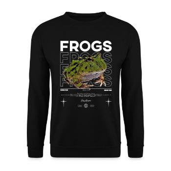 Gehörnter Frosch Streetwear Froschhüter - Unisex Pullover - Schwarz - Vorne - Alina (178cm) & Michal (187cm)