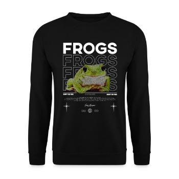 White's Laubfrosch Streetwear Froschhüter - Unisex Pullover - Schwarz - Vorne - Alina (178cm) & Michal (187cm)