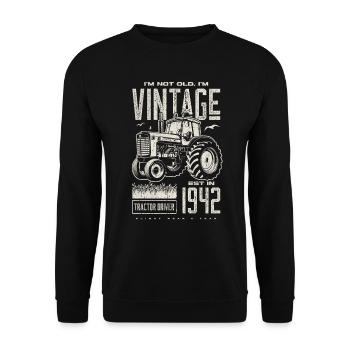 Vintage Traktor Landwirt Geburtstag geboren 1942 - Unisex Pullover - Schwarz - Vorne - Alina (178cm) & Michal (187cm)