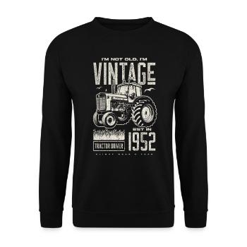Vintage Tractor Farmer Birthday Born In 1952 - Unisex Sweatshirt - black - Front - Alina (178cm) & Michal (187cm)
