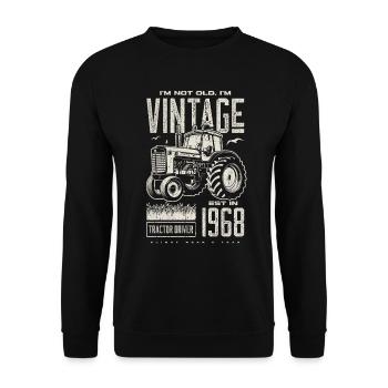Vintage tracteur fermier anniversaire né en 1968 - Sweat-shirt Unisexe - noir - Devant - Alina (178cm) & Michal (187cm)