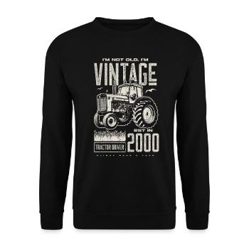 Anniversaire de fermier de tracteur vintage Né en 2000 - Sweat-shirt Unisexe - noir - Devant - Alina (178cm) & Michal (187cm)
