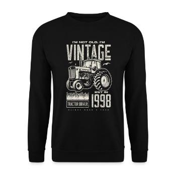 Oldtimer Traktor Bauer Geburtstag Jahrgang 1998 - Unisex Pullover - Schwarz - Vorne - Alina (178cm) & Michal (187cm)