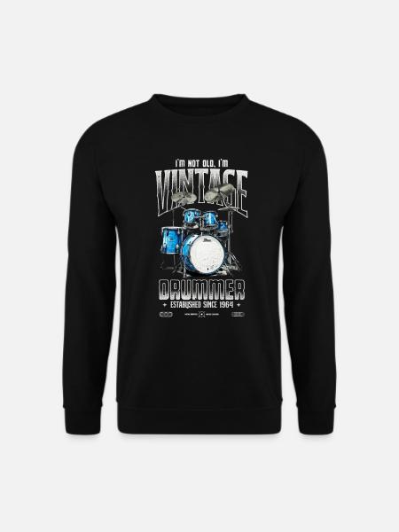 Ich bin nicht alt, ich bin Vintage-Retro-Schlagzeuger von 1964 - Unisex Pullover - Schwarz