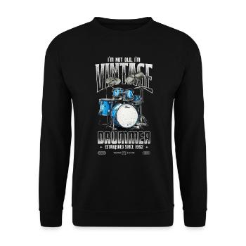 Je ne suis pas vieux je suis Vintage rétro 1992 batteur - Sweat-shirt Unisexe - noir - Devant - Alina (178cm) & Michal (187cm)