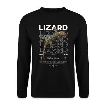 Tokajer Gecko Streetwear Eidechse Hüter - Unisex Pullover - Schwarz - Vorne - Alina (178cm) & Michal (187cm)