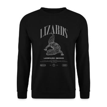 Leopard Gecko Modern Reptile Keeper Streetwear - Unisex Pullover - Schwarz - Vorne - Alina (178cm) & Michal (187cm)