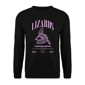 Leopard Gecko Moderne Reptilienwärter Streetwear - Unisex Pullover - Schwarz - Vorne - Alina (178cm) & Michal (187cm)