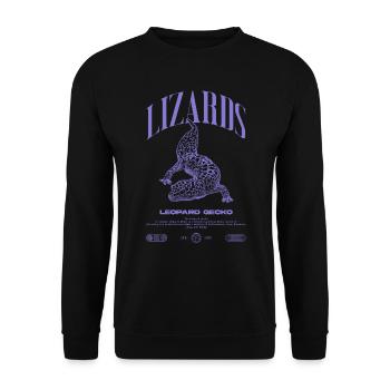 Leopard Gecko Moderne Reptilienwärter Streetwear - Unisex Pullover - Schwarz - Vorne - Alina (178cm) & Michal (187cm)