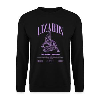Leopard Gecko Moderne Reptilienwärter Streetwear - Unisex Pullover - Schwarz - Vorne - Alina (178cm) & Michal (187cm)
