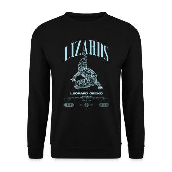 Leopard Gecko Moderne Reptilienwärter Streetwear - Unisex Pullover - Schwarz - Vorne - Alina (178cm) & Michal (187cm)