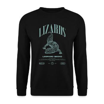 Leopard Gecko Moderne Reptilienwärter Streetwear - Unisex Pullover - Schwarz - Vorne - Alina (178cm) & Michal (187cm)