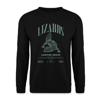 Leopard Gecko Moderne Reptilienwärter Streetwear - Unisex Pullover - Schwarz - Vorne - Alina (178cm) & Michal (187cm)