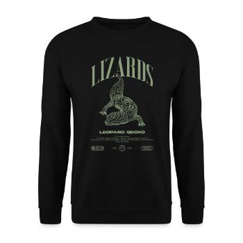 Leopard Gecko Moderne Reptilienwärter Streetwear - Unisex Pullover - Schwarz - Vorne - Alina (178cm) & Michal (187cm)