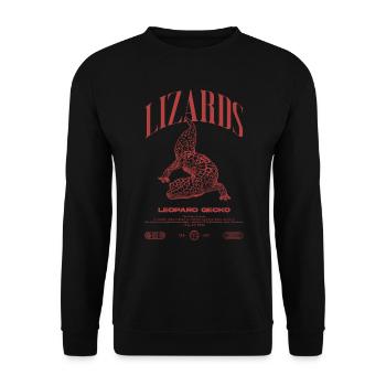 Leopard Gecko Moderne Reptilienwärter Streetwear - Unisex Pullover - Schwarz - Vorne - Alina (178cm) & Michal (187cm)