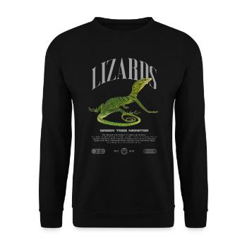 Moniteur d’arbre vert Streetwear gardien de lézard - Sweat-shirt Unisexe - noir - Devant - Alina (178cm) & Michal (187cm)