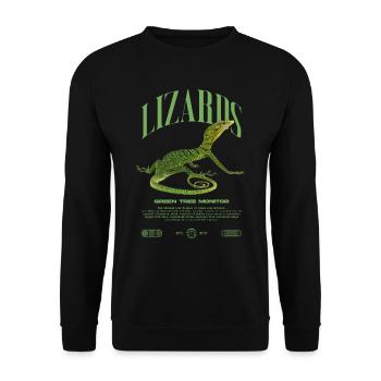 Moniteur d’arbre vert Streetwear gardien de lézard - Sweat-shirt Unisexe - noir - Devant - Alina (178cm) & Michal (187cm)