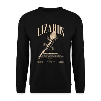Gecko à crête Streetwear gardien de lézard - Sweat-shirt Unisexe - noir - Devant - Alina (178cm) & Michal (187cm)