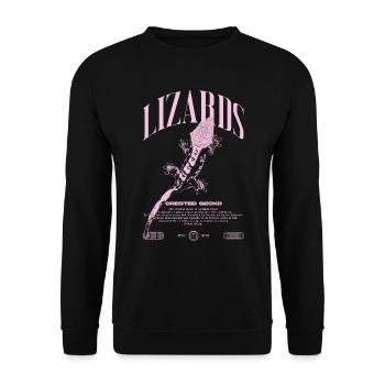 Gecko à crête Streetwear gardien de lézard - Sweat-shirt Unisexe - noir - Devant - Alina (178cm) & Michal (187cm)