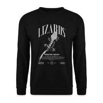 Gecko à crête Streetwear gardien de lézard - Sweat-shirt Unisexe - noir - Devant - Alina (178cm) & Michal (187cm)