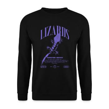 Gecko à crête Streetwear gardien de lézard - Sweat-shirt Unisexe - noir - Devant - Alina (178cm) & Michal (187cm)