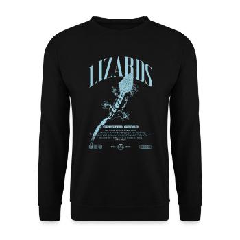 Gecko à crête Streetwear gardien de lézard - Sweat-shirt Unisexe - noir - Devant - Alina (178cm) & Michal (187cm)