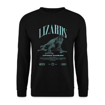 Jackson's Chamäleon Streetwear Eidechsenwärter - Unisex Pullover - Schwarz - Vorne - Alina (178cm) & Michal (187cm)