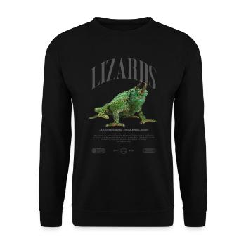 Jackson's Chamäleon Streetwear Eidechsenwärter - Unisex Pullover - Schwarz - Vorne - Alina (178cm) & Michal (187cm)