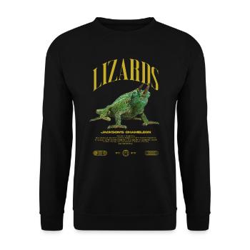 Jackson's Chamäleon Streetwear Eidechsenwärter - Unisex Pullover - Schwarz - Vorne - Alina (178cm) & Michal (187cm)