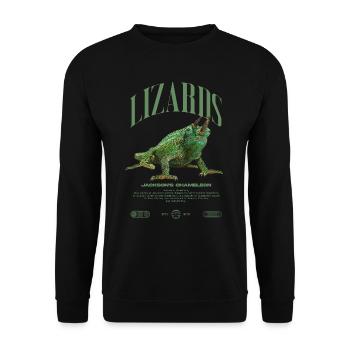 Jackson's Chameleon Streetwear Lizard Keeper - Unisex Sweatshirt - black - Front - Alina (178cm) & Michal (187cm)
