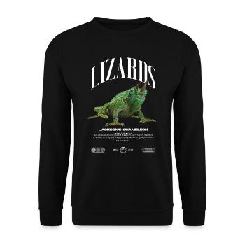 Jackson's Chamäleon Streetwear Eidechsenwärter - Unisex Pullover - Schwarz - Vorne - Alina (178cm) & Michal (187cm)