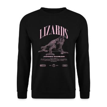 Jackson's Chamäleon Streetwear Eidechsenwärter - Unisex Pullover - Schwarz - Vorne - Alina (178cm) & Michal (187cm)